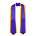 72-inch purple graduation stole with gold trim trim made of high-quality satin fabric - 182cm / Blue with Gold Border