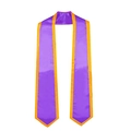 72-inch purple and gold graduation stole in premium satin for university ceremonies - 182cm / Purple with Gold Border