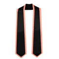 Black 72-inch graduation honor stole with pink trim made of premium satin fabric - 182cm / Black with Pink Edge