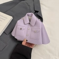 Chic lavender jacket-shaped mini crossbody bag with silver chain strap for women - Purple