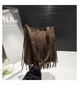 Bruine suède draagtas met lange franjes en bohemien stijl voor damesmode - Bruin
