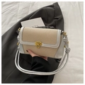 Schicke beige Web-Umhängetasche mit silbernen Metallic-Akzenten und Seil-Riemen - Silber