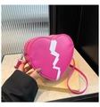 Sac bandoulière rose en forme de cœur avec motif cœur brisé blanc et sangle réglable - Rose rouge
