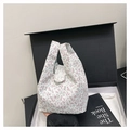 Sac à main en toile à fleurs roses et bleues avec bordures en dentelle blanche - Style à Main Dentelle (Style 2)