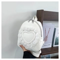 Détail du mini sac à dos blanc avec volants en dentelle en cœur et double fermeture éclair - Blanc