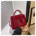 Red crossbody tote bag with transparent display window and adjustable strap for women - Red