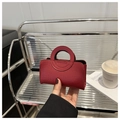 Mini borsa in PU rosso scuro con motivo a coccodrillo e manici circolari scavati - Rosso