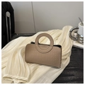 Piccola borsa chic color albicocca con stampa coccodrillo e manico rotondo su tessuto - Cachi