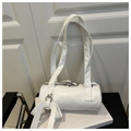 Sac Boston cylindrique blanc minimaliste avec détails argentés et bandoulière réglable - Blanc