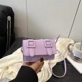 Minimalist lavender leather mini crossbody bag with decorative buckle straps - Purple
