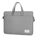 Maletín gris minimalista para portátil con asas dobles y tejido impermeable - Gris