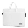 Bolso de mano blanco minimalista para portátil con asas dobles y etiqueta moda - Blanco