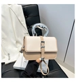 Two-tone cream crossbody bag with artistic silver metal handle and heart charms - Irregular Metal Handle (xmy5513) / Khaki