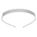 Serre-tête couronne de mariée argenté avec grille de cristaux triple couche pour mariages - Argenté