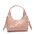Borsa hobo in pelle verniciata rosa con fiocco e tracolla regolabile per donna - Rosa