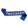 Dark blue satin retired sash with gold foil lettering and palm tree vacation icons - One Size / Blue