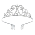 Elegante tiara argentata con motivi in cristallo e pettini per capelli per matrimoni - Argento con strass argentei