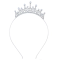 Serre-tête couronne argenté pour enfants avec perles blanches et strass en cristal - Style Perle(FG194)