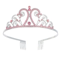 Corona da sposa in lega d'argento con cristalli rosa e pettini per capelli integrati - Argento/Zirconia Rosa