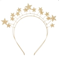 Elegant gold double-layered star tiara headband with studded star details for parties - Gold