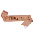 Fascia glitter oro rosa con scritta Birthday Queen per decorazione compleanno donna - Taglia unica / Oro Rosa con Testo Oro Rosa