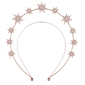 Detail of rose gold celestial crown with crystal stars and moon in bohemian style - Rose Gold