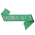 Fascia Birthday Queen verde glitterata con scritta olografica argentata per ragazze - Taglia unica / Verde Iridescente