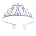 Tiara da sposa argento con cristalli viola e motivo decorativo a cuore - Argento Pietra Viola