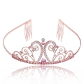 Rose gold tiara with pink crystals and rhinestones for wedding and party wear - Rose Gold Multicolor