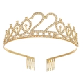 Corona dorata per il 22° compleanno con strass bianchi e pettini per capelli inclusi - Corona 22 Anni