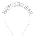 Détail d'un serre-tête argenté du Nouvel An avec lettrage HAPPY NEW YEAR en cristaux brillants - Bonne année Argenté (FG164)
