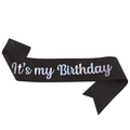 Fascia di compleanno nera glitterata con scritte olografiche It's my Birthday vivaci - Taglia unica / Nero Olografico