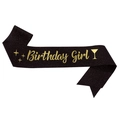 Banda de cumpleaños negra brillante con letras doradas de Birthday Girl - Negro Purpurina
