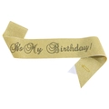 Champagne gold glitter birthday queen sash with 'It's My Birthday!' black rhinestone text - One Size / Glitter Deep Gold with Black Rhinestones