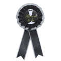 Elegante coccarda nera Groom to be con glitter argento per festa di addio al celibato - Distintivo Rosetta Nero