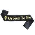Fascia Groom To Be nera con scritte dorate e icone da gentiluomo per addio al celibato - Fascia Nera (GROOM TO BE)