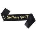 Écharpe Birthday Girl en satin noir avec lettrage doré pour fête d'anniversaire - Satin Or Noir