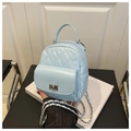 Mini light blue quilted backpack with classic diamond pattern and chain strap for women - Blue