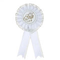 Spilla rosetta bianca Bride to be con pizzo e glitter argento per feste di matrimonio - Distintivo Rosetta Bianco