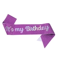 Sparkling purple glitter birthday sash featuring silver holographic It's my Birthday text - One Size / Iridescent Purple