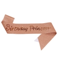 Écharpe d'anniversaire rose gold scintillante Birthday Princess pour fête de filles - Taille unique / Tissu Pailleté Or Rose