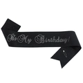 Écharpe d'anniversaire noire à paillettes avec strass argentés It's My Birthday - Taille unique / Pailleté Noir avec Strass Blancs
