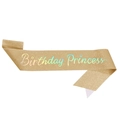 Sparkling gold glitter birthday princess sash with colorful holographic lettering - One Size / Gold Holographic Glitter Cloth