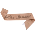 Écharpe d'anniversaire pailletée or rose avec texte noir It's My Birthday et épingle - Taille unique / Pailleté Or Rose avec Strass Noirs