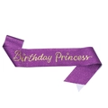 Sparkly dark purple glitter birthday princess sash with gold lettering for party - One Size / Purple Glitter Cloth Gold Letters