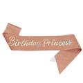 Rose gold glitter birthday princess sash with holographic lettering for party girls - One Size / Rose Gold Holographic Glitter Cloth