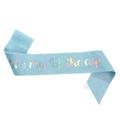 Sparkling light blue 'It's my Birthday' sash with rainbow holographic glitter text - One Size / Holographic Lake Blue