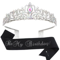 Corona di cristallo argento e fascia nera di compleanno per celebrazioni - Strass AB Nero - Glitter