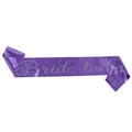 Elegante banda de satén morado Bride to be con brillantes pedrería para la novia - Púrpura