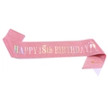Pink glitter Happy 18th Birthday sash with laser silver lettering and safety pin - One Size / 18 Years Old - Pink